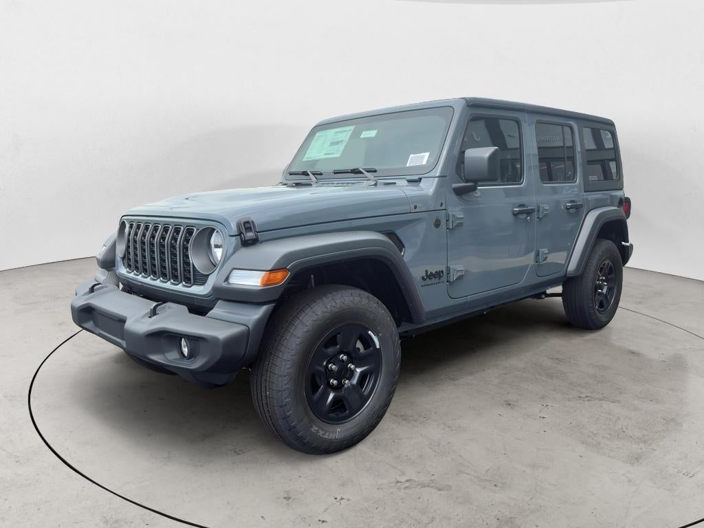 2025 Jeep Wrangler 4-Door Sport 4x4 in Anvil Clearcoat — front three-quarter view