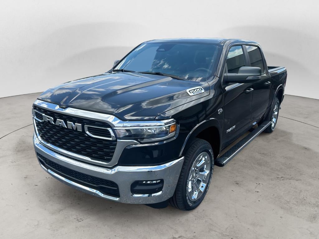 2026 RAM Ram 1500 RAM 1500 BIG HORN CREW CAB 4X4 5'7' BOX in Diamond Black Crystal Pearl-Coat Exterior Paint — front three-quarter view